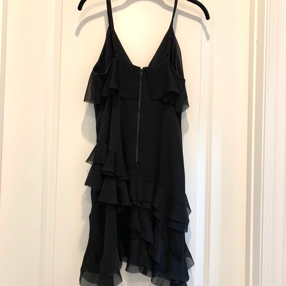 ALICE & OLIVIA FLIRTY BLACK RUFFLE MINI DRESS - Picture 5 of 10